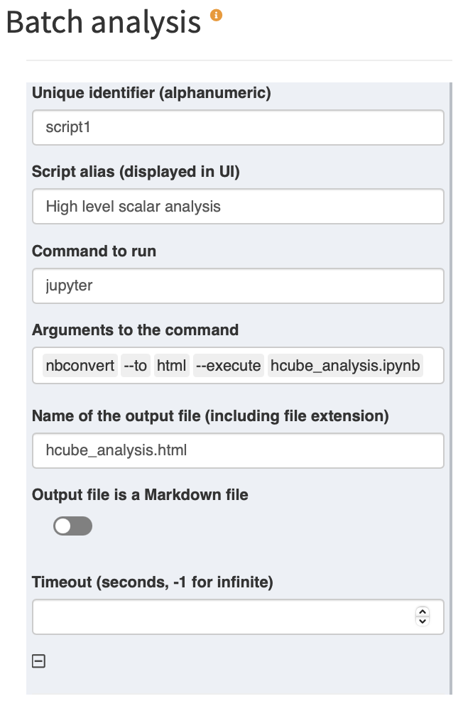 Batch analysis script configuration