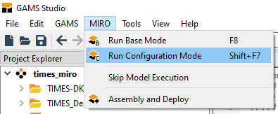 Launch MIRO Configuration Mode