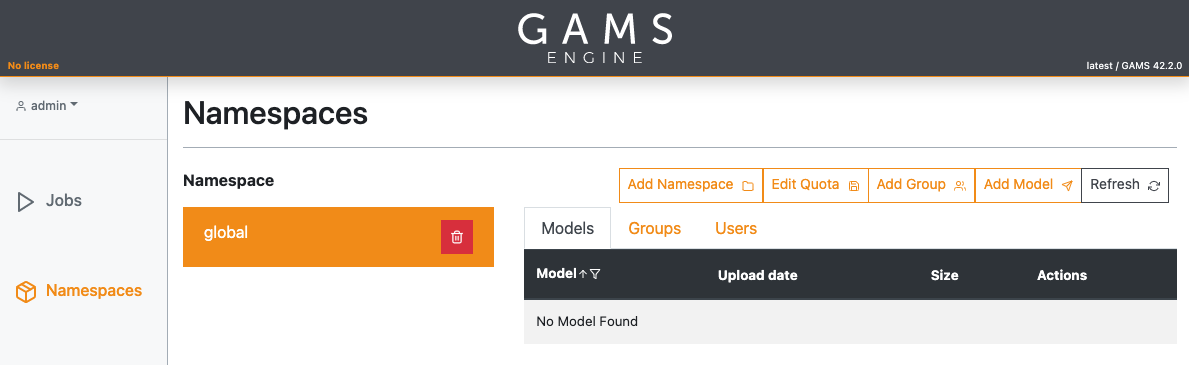 Add namespace and register model