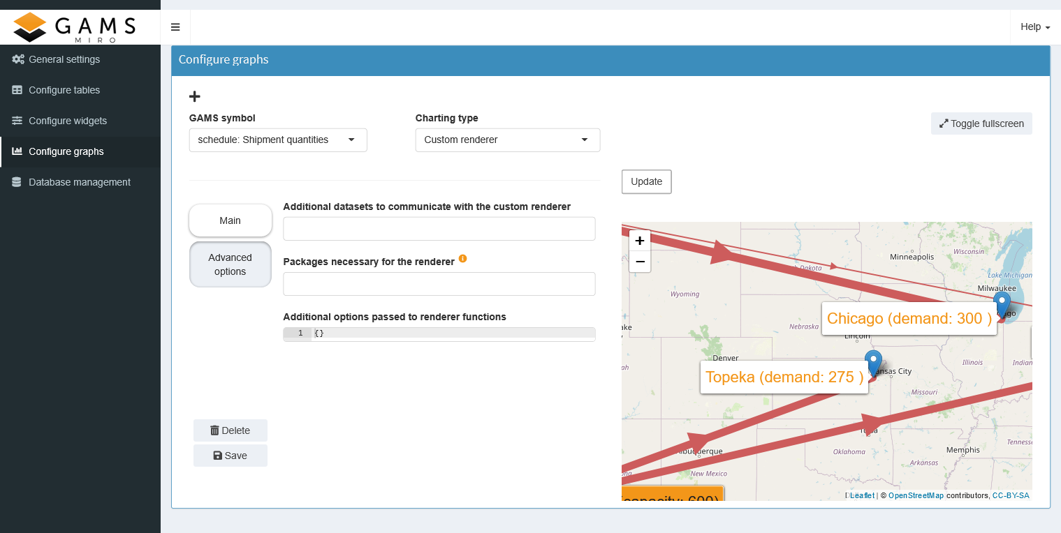 Custom graph options configuration