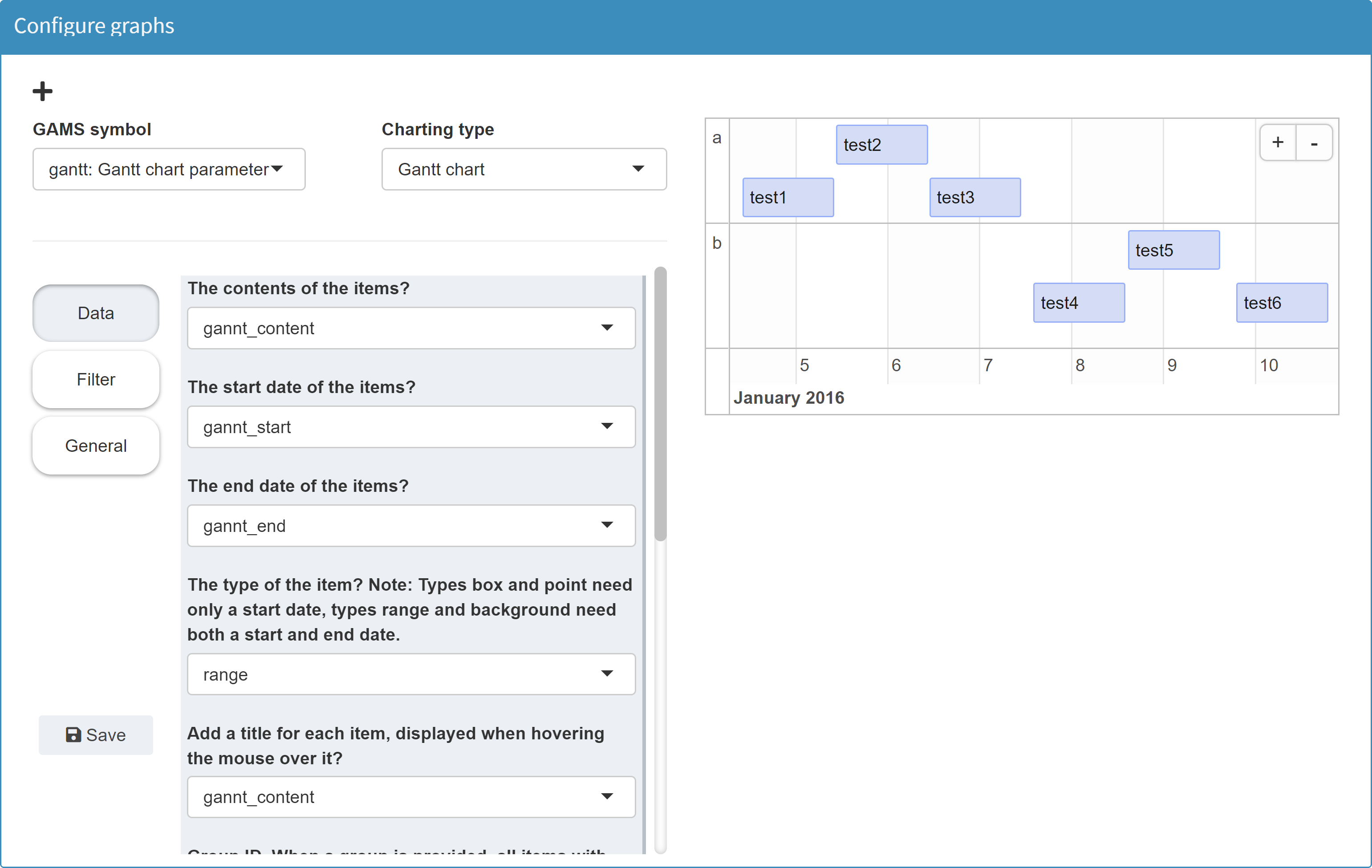 Gantt chart configuration