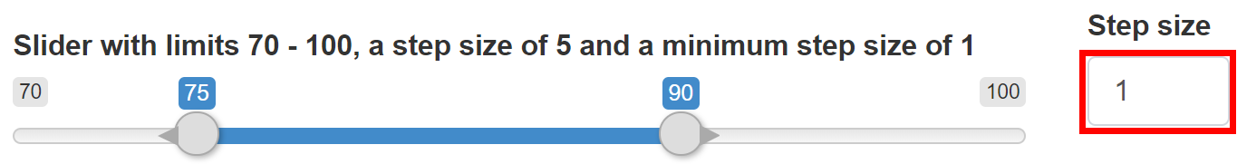 Sliderrange with step size of 5 and minimum step size of 1