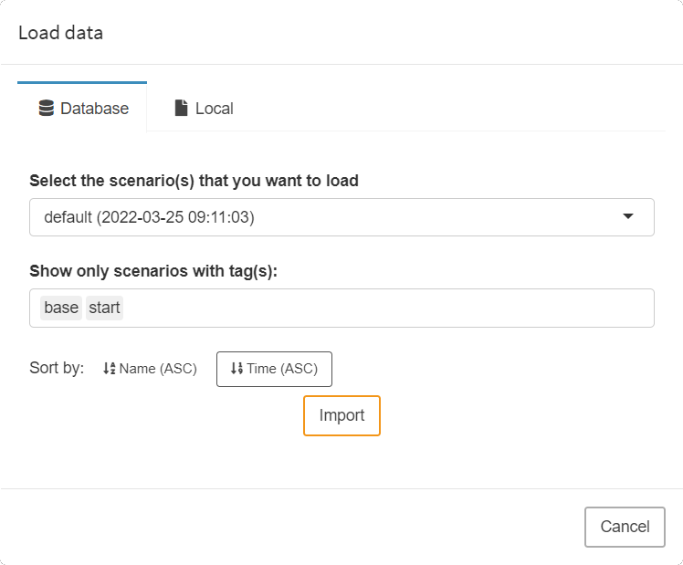 Database import