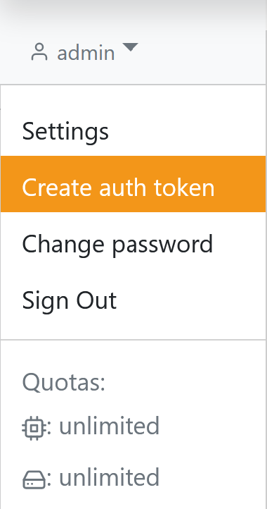 Engine UI: Create authentication token button